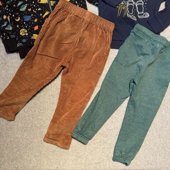 Hanna Andersson Hooded Zip Up Sweater Boy 4T Space Planets Hoodie Corduroy Pants - Picture 4 of 9